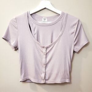 Aritzia Sunday Best - Holly Crop Top Cardigan and Tank Set - Frosted Lavender